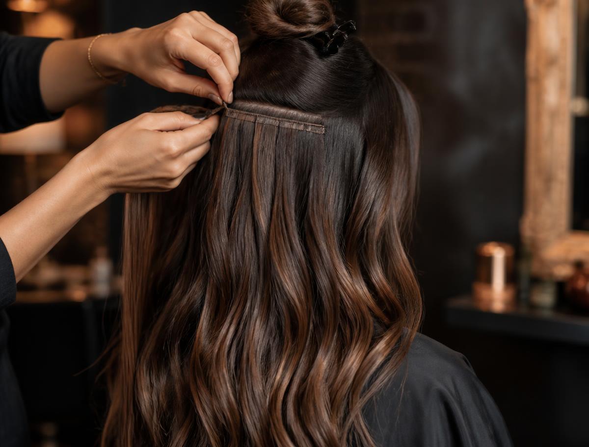 Colocación profesional de extensiones de cabello